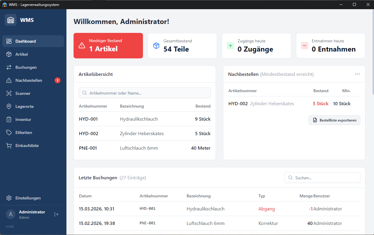 Lagerverwaltung mit Electron